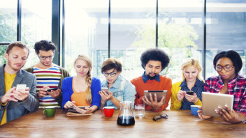 Multiethnic Group of People Social Networking at Cafe