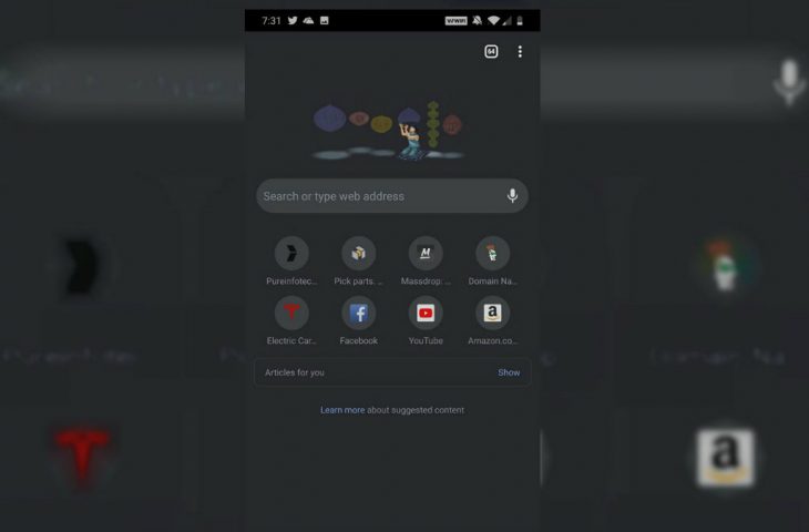 Karanlık modlu Chrome 78