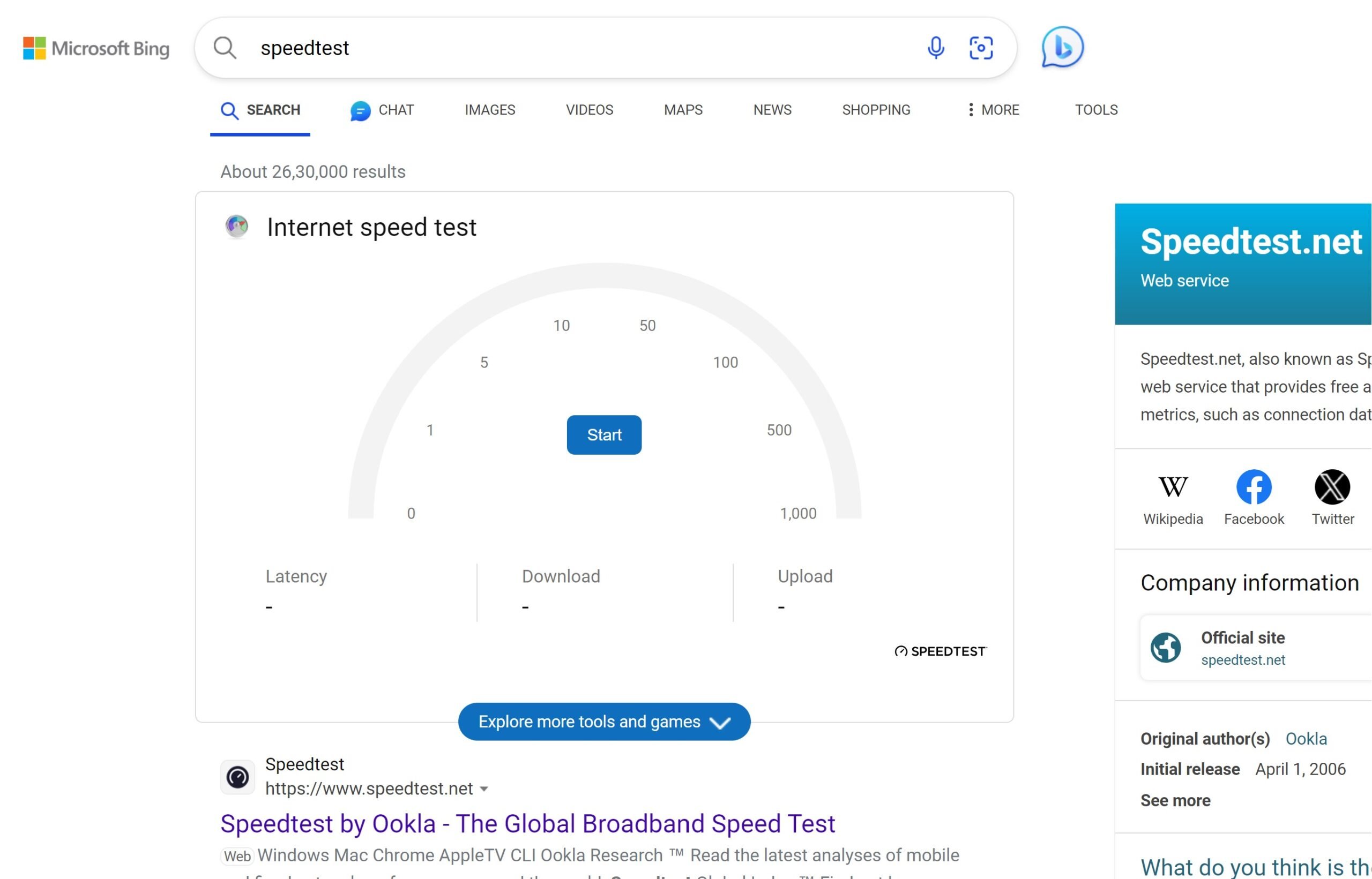 Microsoft, Bing’e Ookla Speedtest’i entegre etti