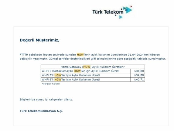 Türk Telekom modem kiralarına zam yaptı!