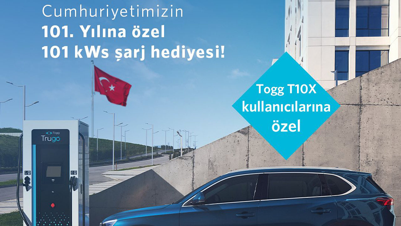 Togg’dan Cumhuriyetimizin 101. yılına özel şarj hediyesi