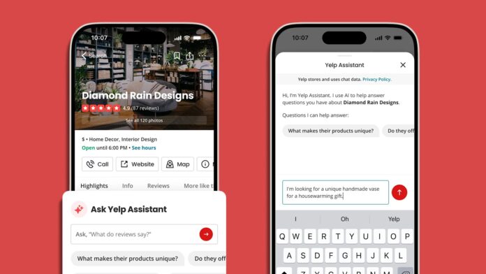 Yelp menü