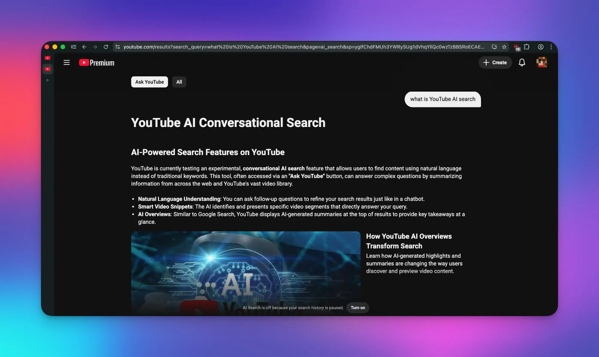 YouTube yapay zeka destekli arama ile hızlı sonuçlar veriyor